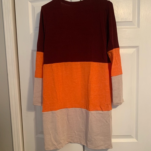 Long Sleeve Knitted Colorblock Cardigan Size Large - Picture 2 of 4